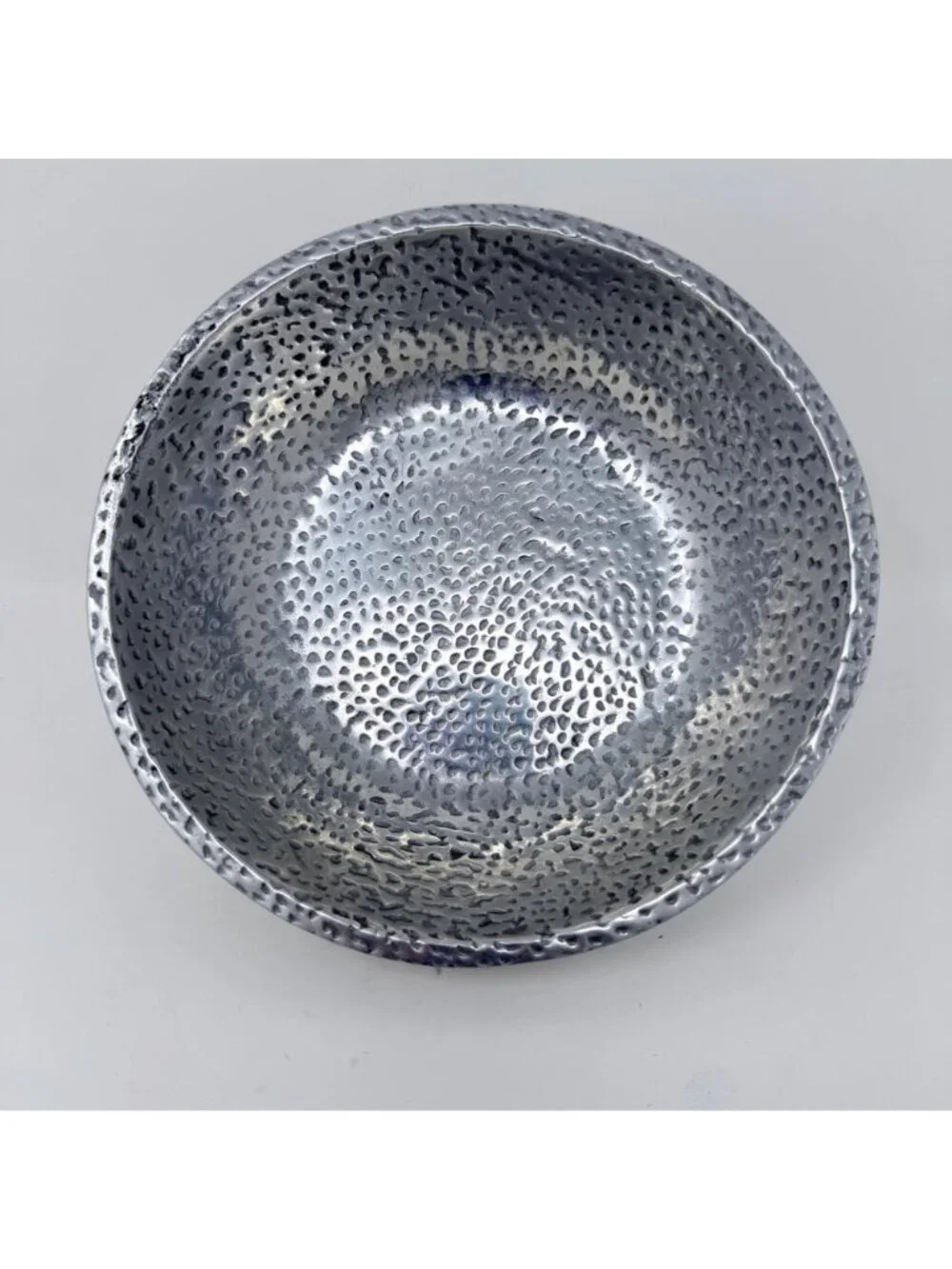Mexican Hammered Metal Footed Bowl & Tray Set